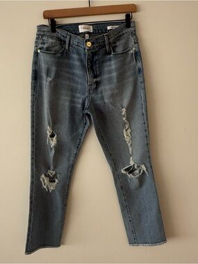 Frame Denim High-Rise Jeans in Light Blue Wash